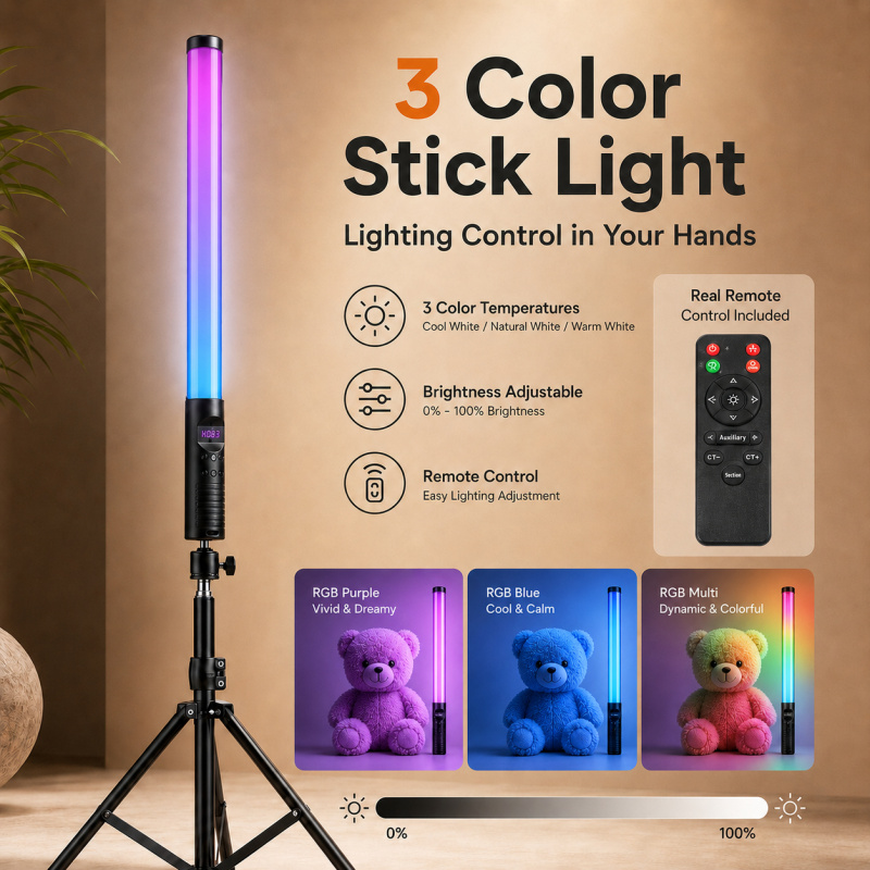 Torjim Rgb Photography Video Lighting - RGB Handheld Video Light Wand, Portable