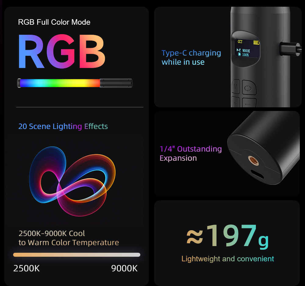 LUXCEO P300 RGB Tube 5W 380LM  - Torjim Rgb Photography Video Lighting review and price