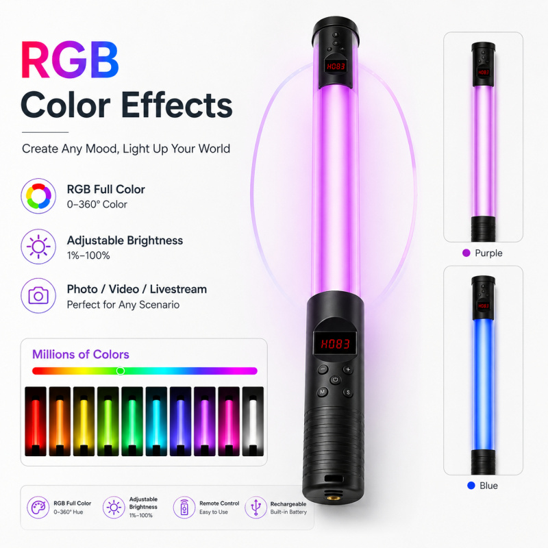 RGB Handheld Video Light Wand, - Torjim Rgb Photography Video Lighting review and price