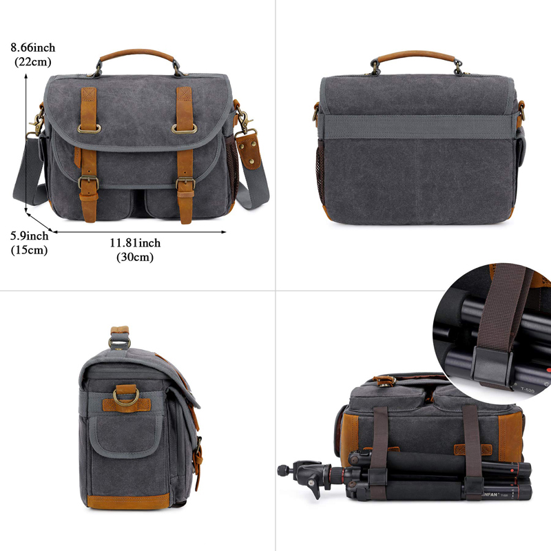 Canvas Cow Leather Camera Bag  - Photography Lighting Weight Bags review and price