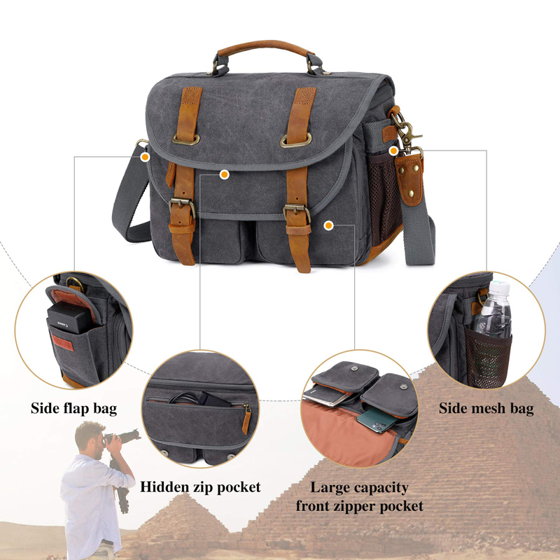 Canvas Cow Leather Camera Bag  - Photography Lighting Weight Bags review and price