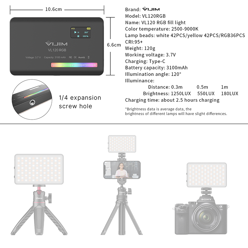 Ulanzi VL120 RGB Camera Video  - Photography Lighting System review and price